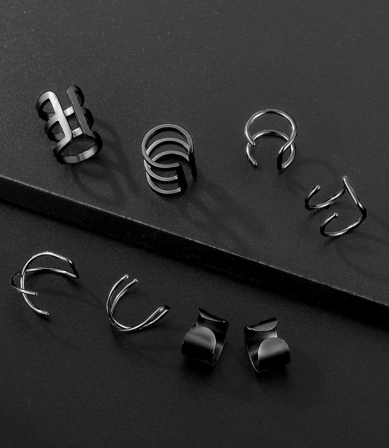 Tornito 4-10 Pairs Stainless Steel Ear Cuff Helix Cartilage Clip On Wrap Earrings Fake Nose Ring Non-Piercing Adjustable - Image 5